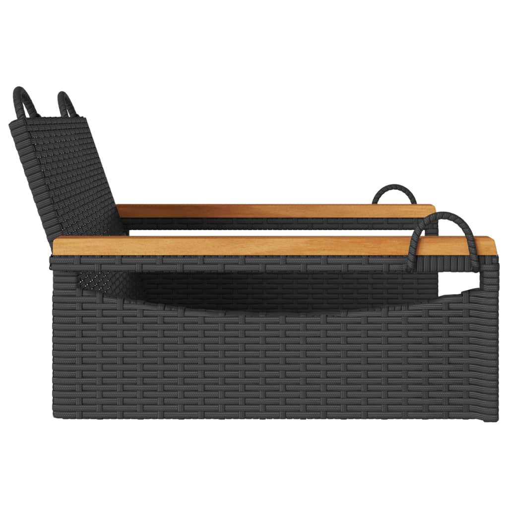 vidaXL Swing Bench Black 24.8"x24.4"x15.7" Poly Rattan-4