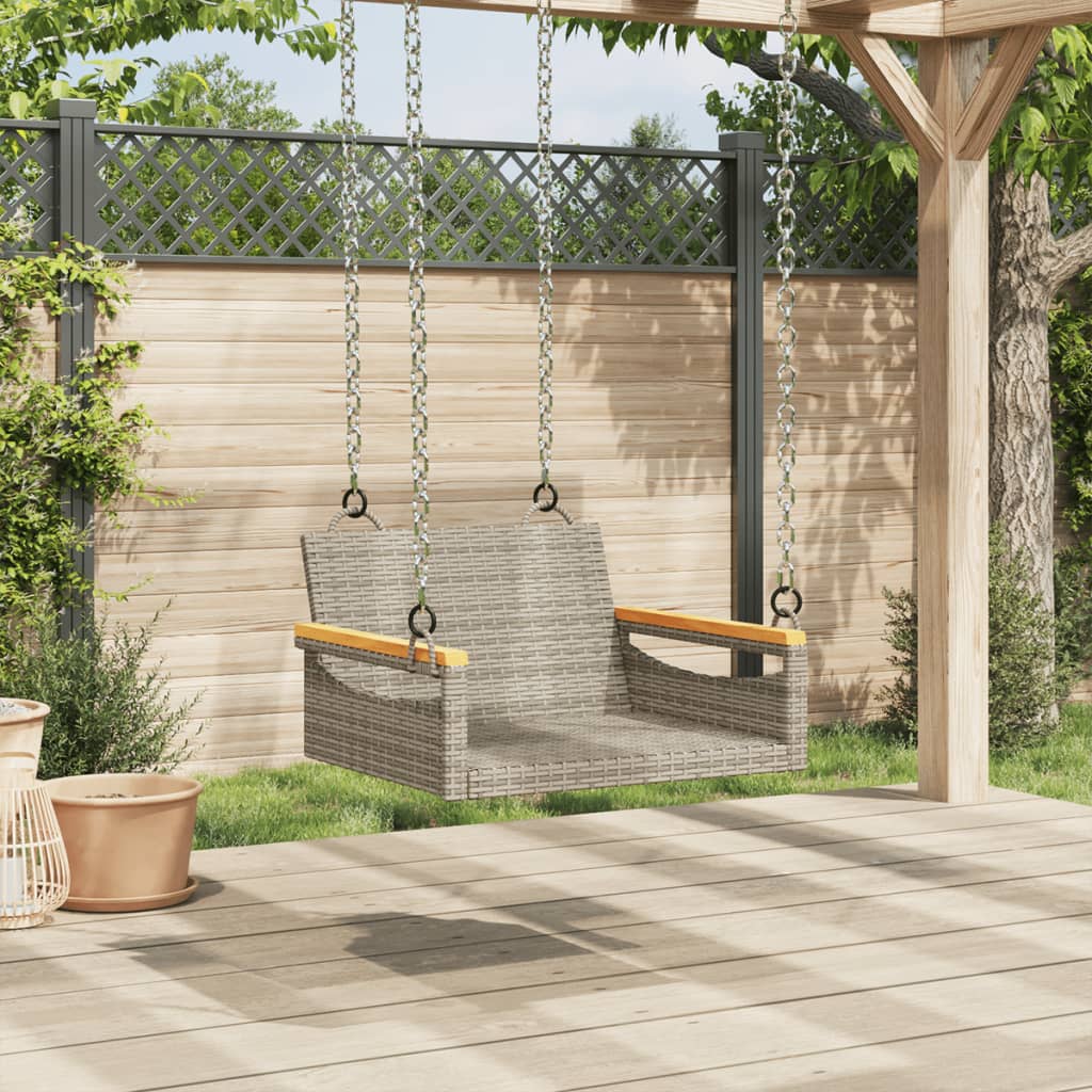 vidaXL Swing Bench Gray 24.8"x24.4"x15.7" Poly Rattan-1