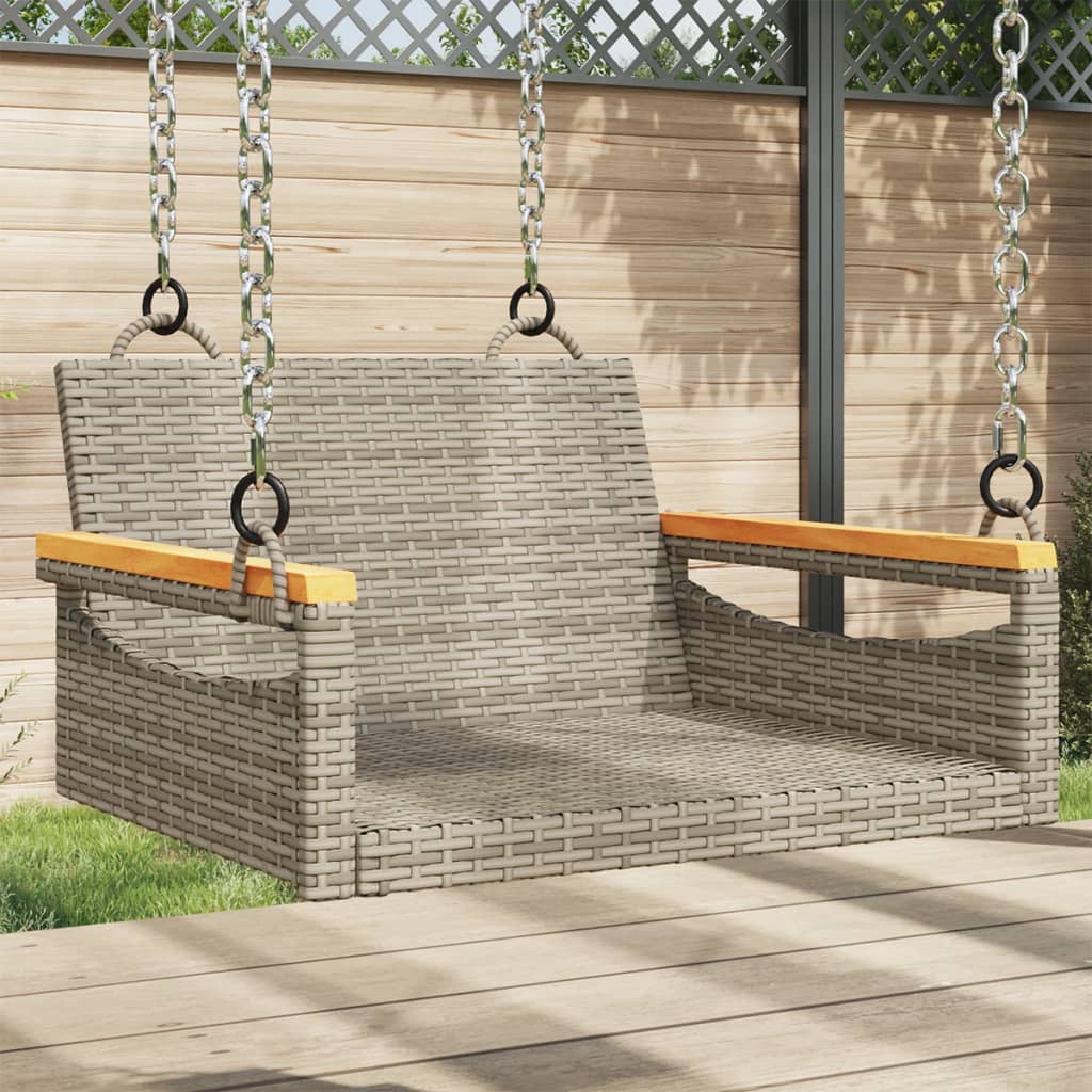 vidaXL Swing Bench Gray 24.8"x24.4"x15.7" Poly Rattan-0