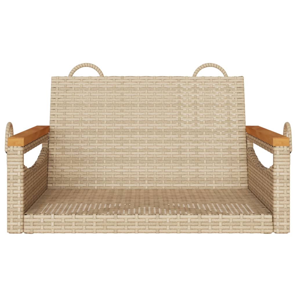 vidaXL Swing Bench Beige 24.8"x24.4"x15.7" Poly Rattan-3