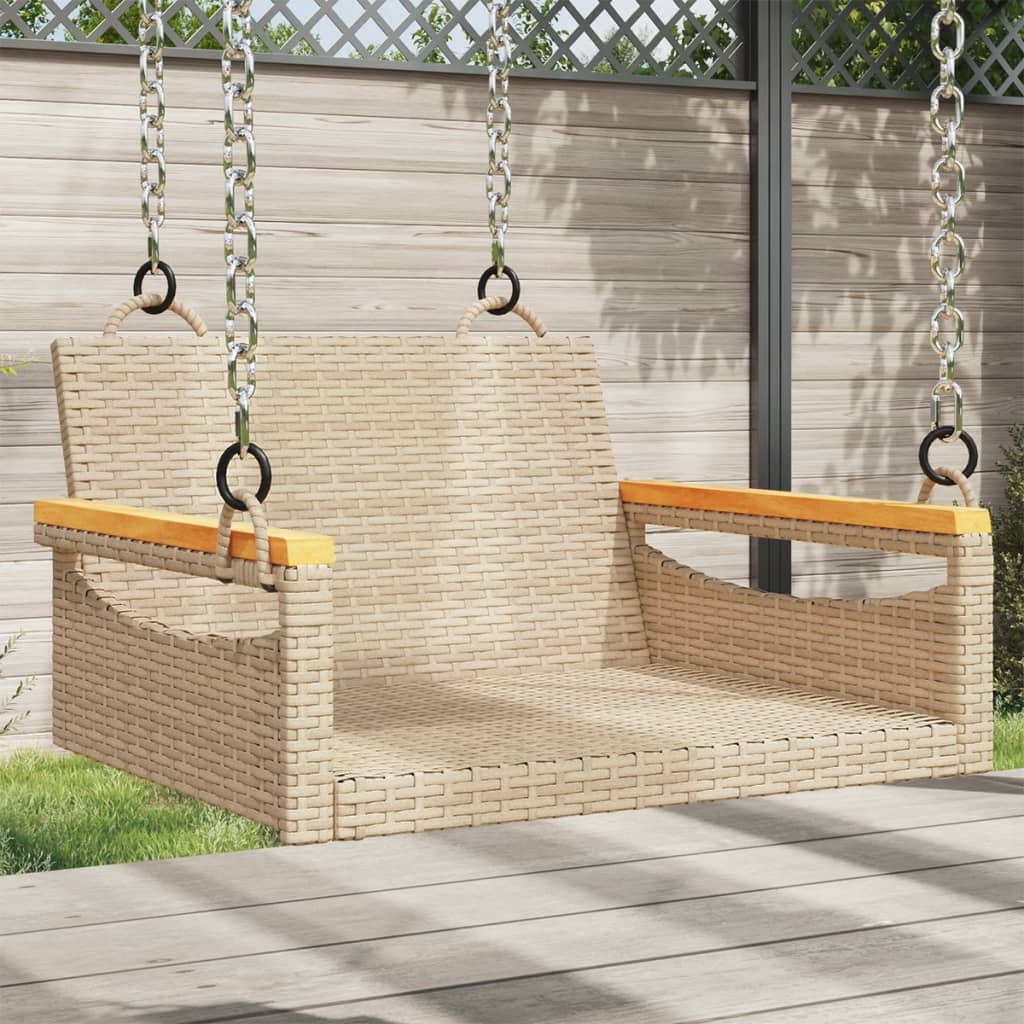 vidaXL Swing Bench Beige 24.8"x24.4"x15.7" Poly Rattan-0