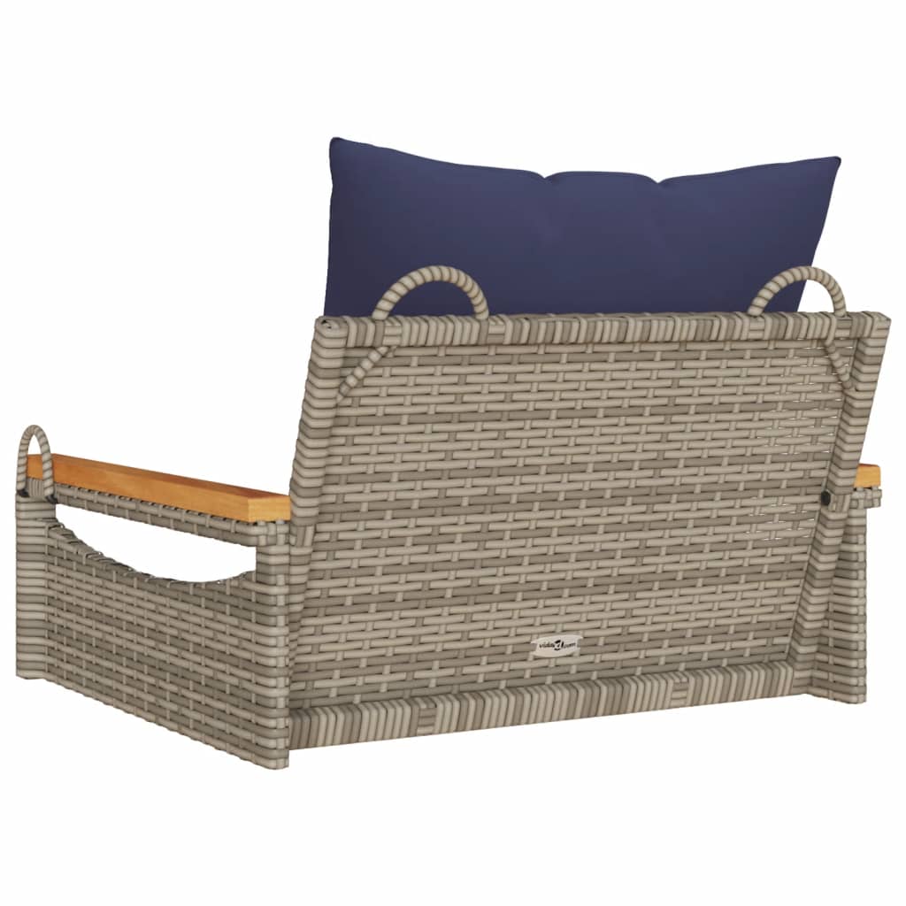 vidaXL Swing Bench with Cushions Hammock Chair Poly Rattan Brown/Gray/Black-4