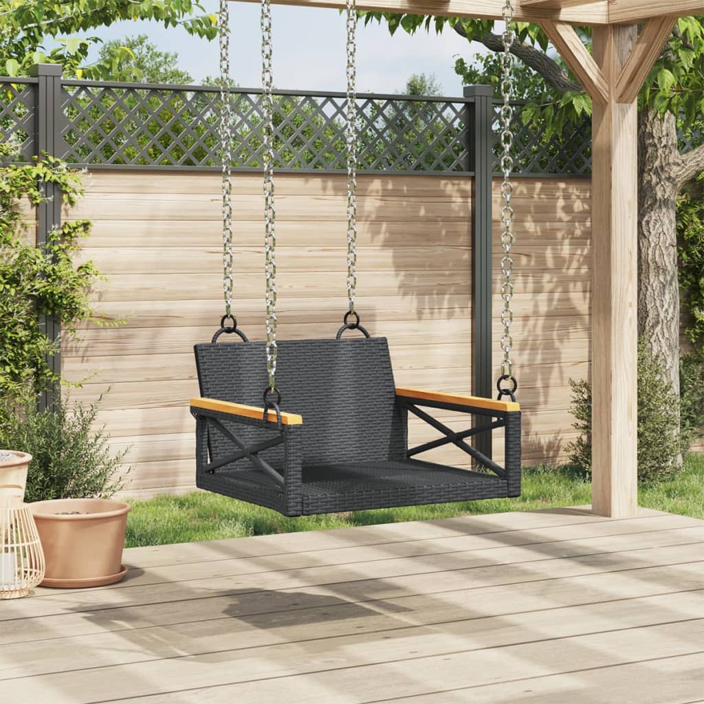 vidaXL Swing Bench Black 24.8"x24.4"x15.7" Poly Rattan-1