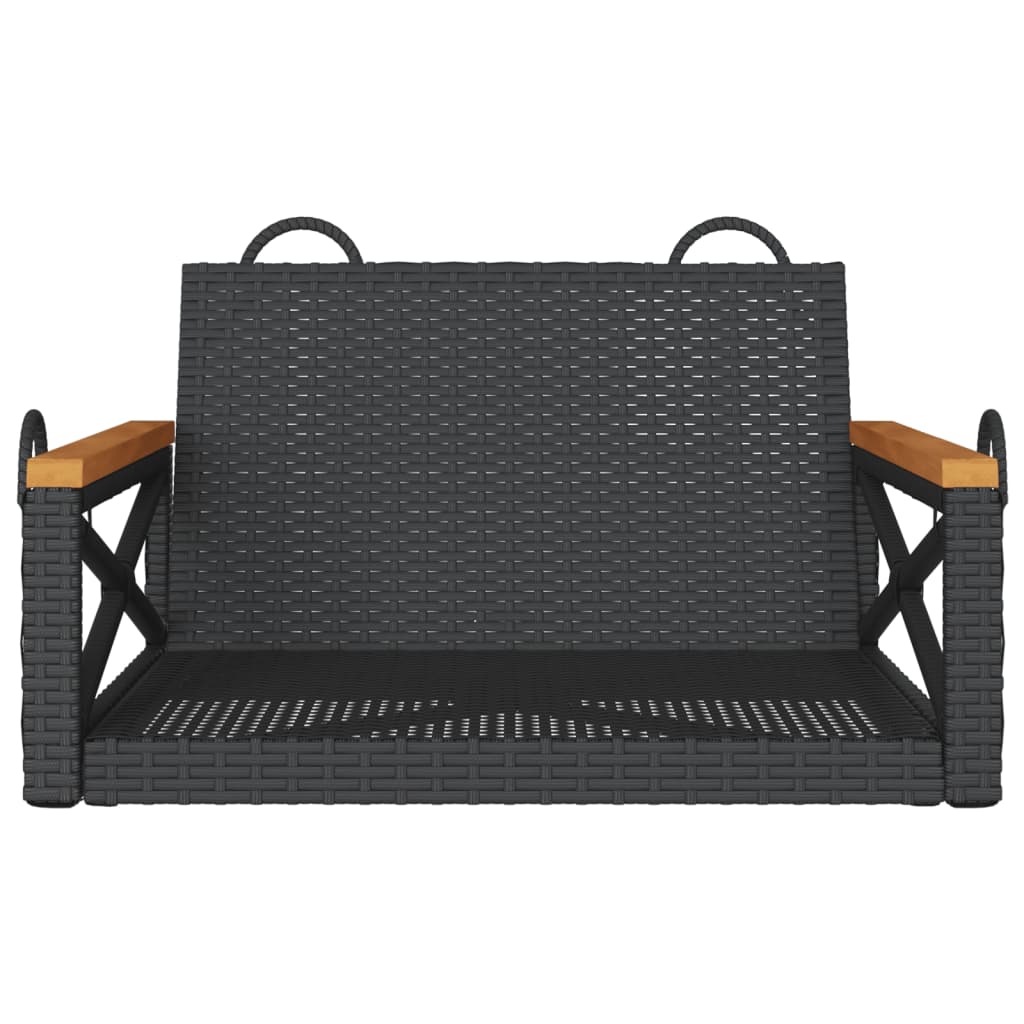 vidaXL Swing Bench Black 24.8"x24.4"x15.7" Poly Rattan-3