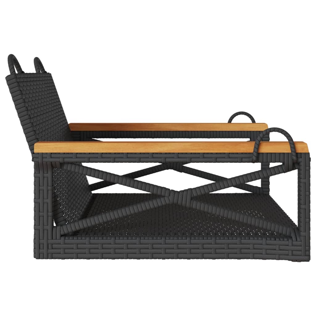 vidaXL Swing Bench Black 24.8"x24.4"x15.7" Poly Rattan-4