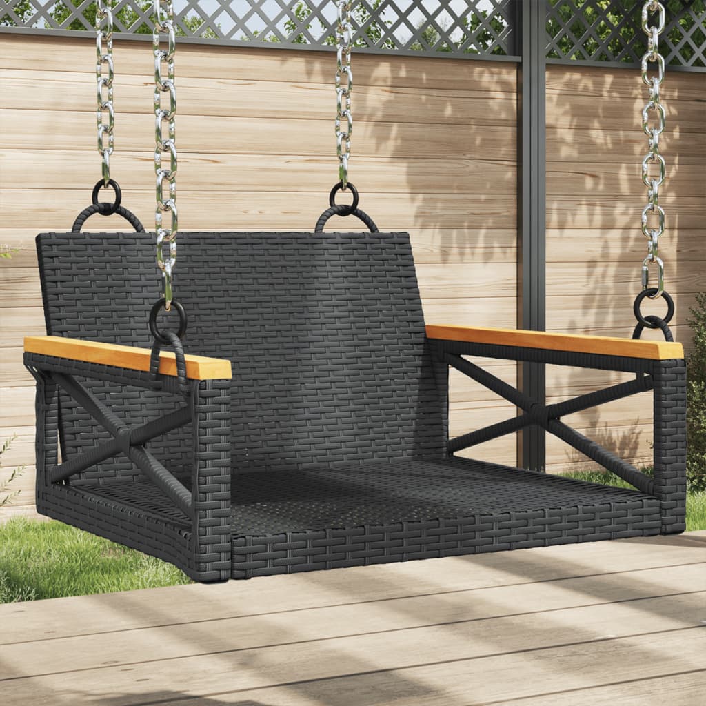 vidaXL Swing Bench Black 24.8"x24.4"x15.7" Poly Rattan-0