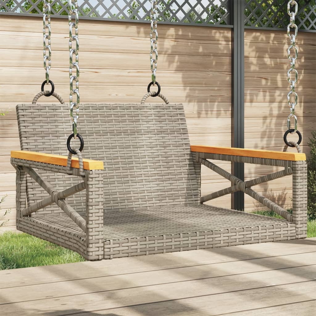 vidaXL Swing Bench Gray 24.8"x24.4"x15.7" Poly Rattan-0