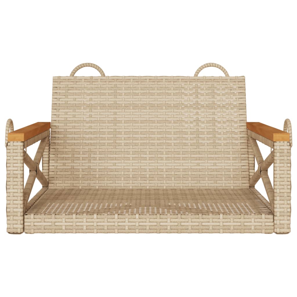 vidaXL Swing Bench Beige 24.8"x24.4"x15.7" Poly Rattan-3