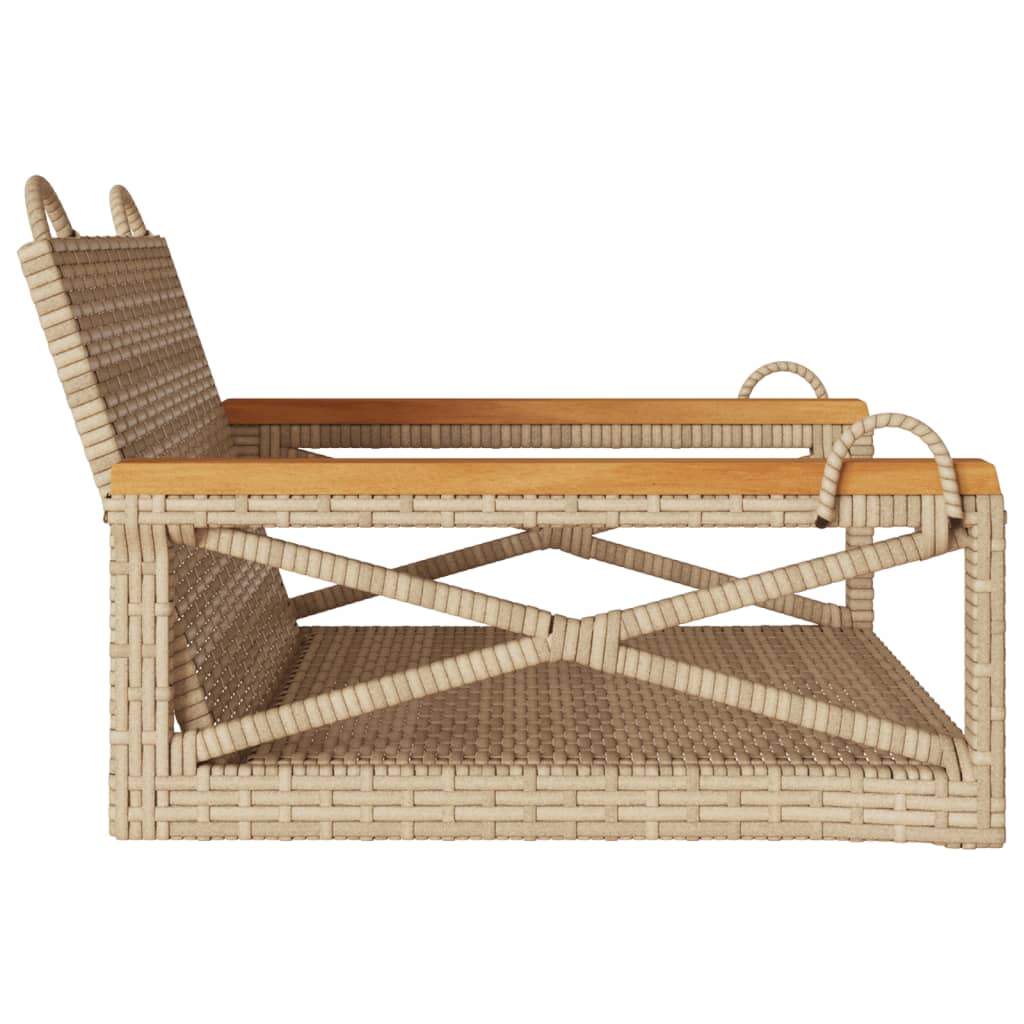 vidaXL Swing Bench Beige 24.8"x24.4"x15.7" Poly Rattan-4