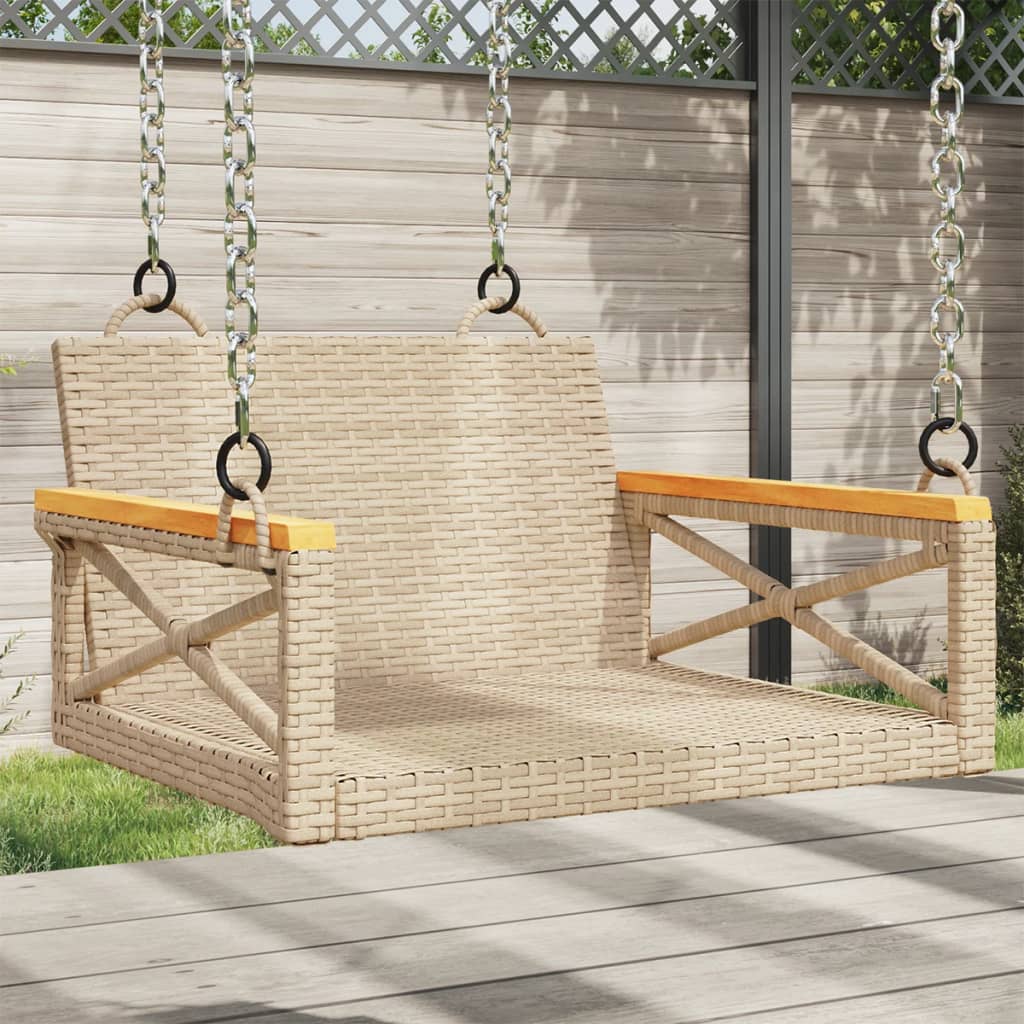 vidaXL Swing Bench Beige 24.8"x24.4"x15.7" Poly Rattan-0