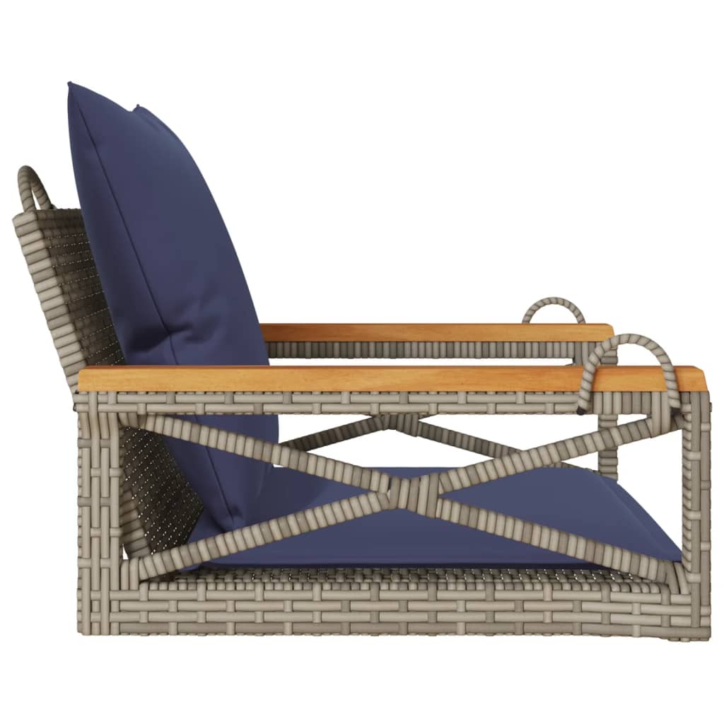 vidaXL Swing Bench with Cushions Hammock Chair Poly Rattan Brown/Gray/Black-3