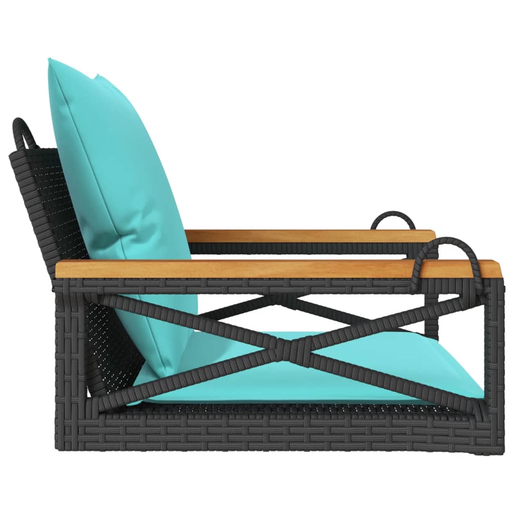 vidaXL Swing Bench with Cushions Hammock Chair Poly Rattan Brown/Gray/Black-3