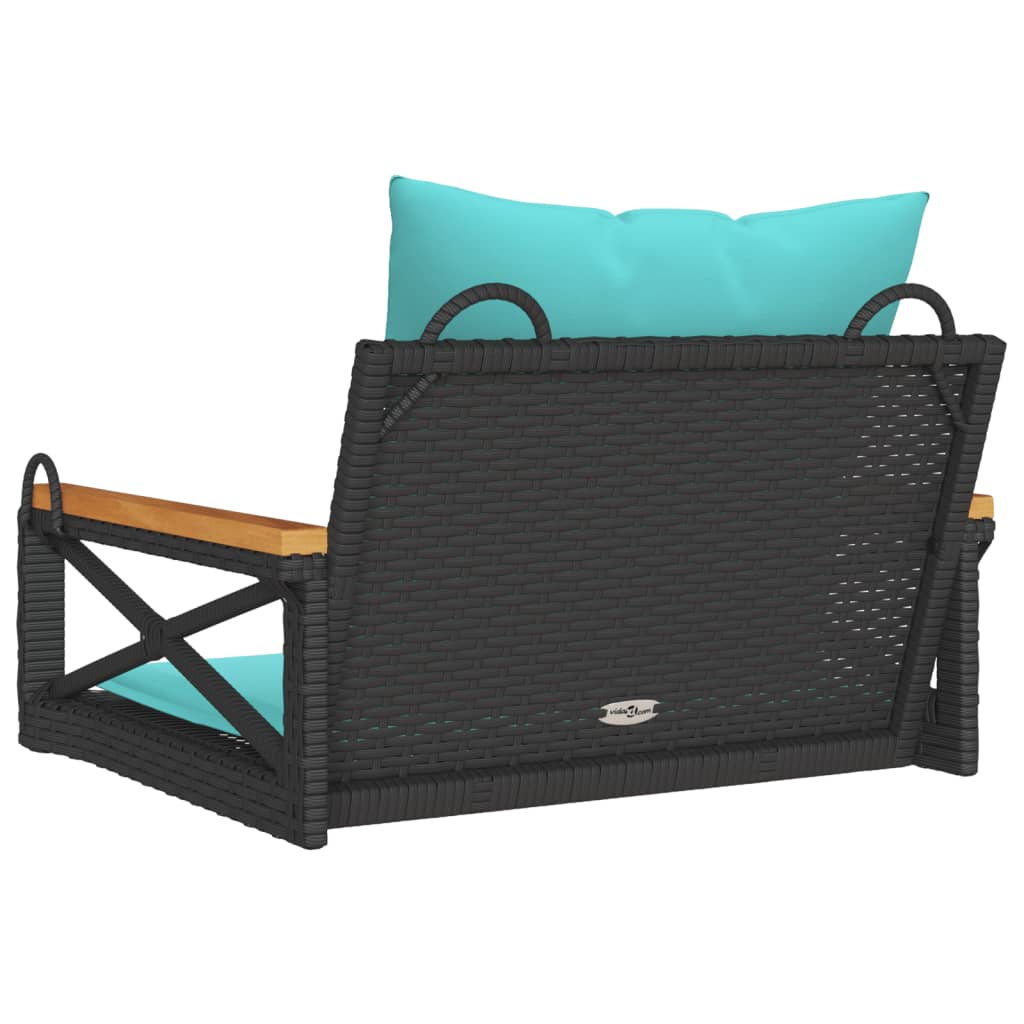 vidaXL Swing Bench with Cushions Hammock Chair Poly Rattan Brown/Gray/Black-4