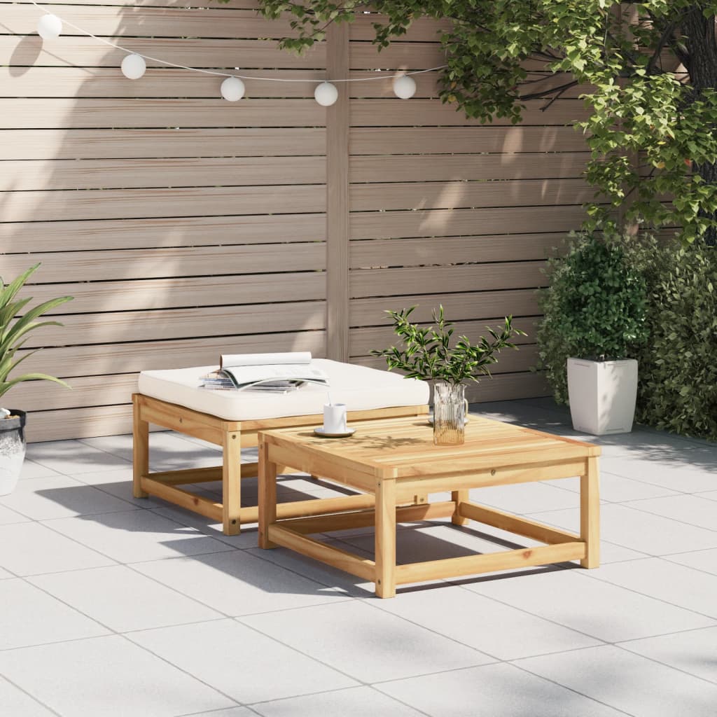 vidaXL Patio Footstool with Cushions Solid Wood Acacia-1