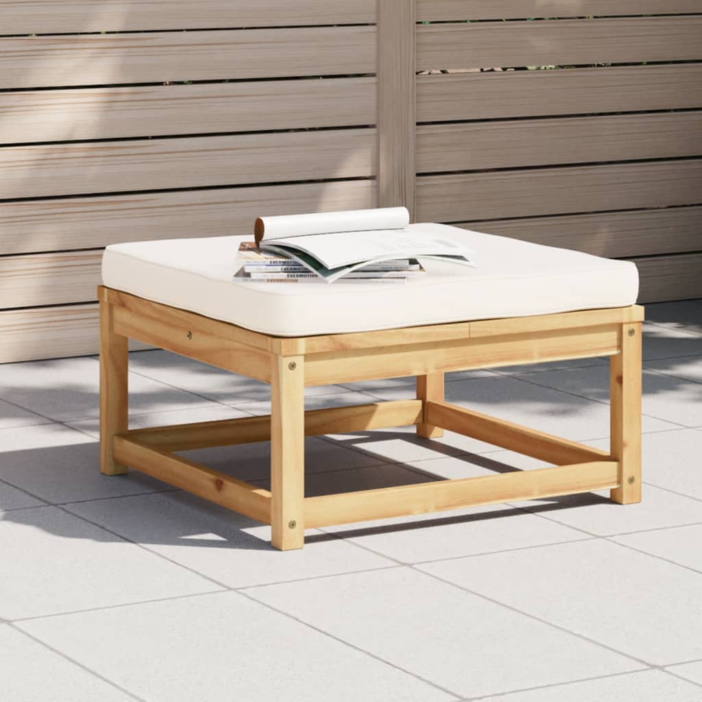 vidaXL Patio Footstool with Cushions Solid Wood Acacia-0