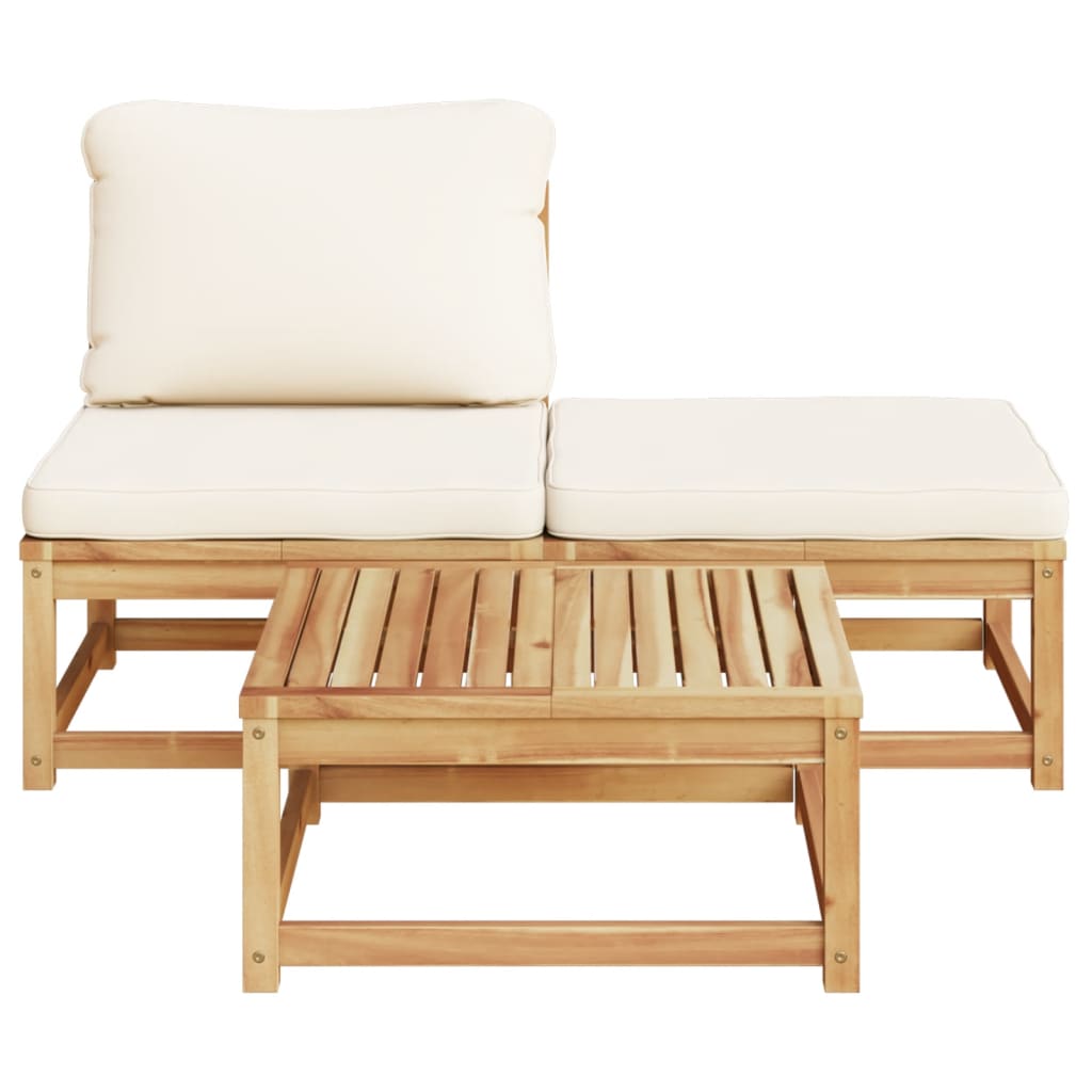 vidaXL 3 Piece Patio Lounge Set with Cushions Solid Wood Acacia-2