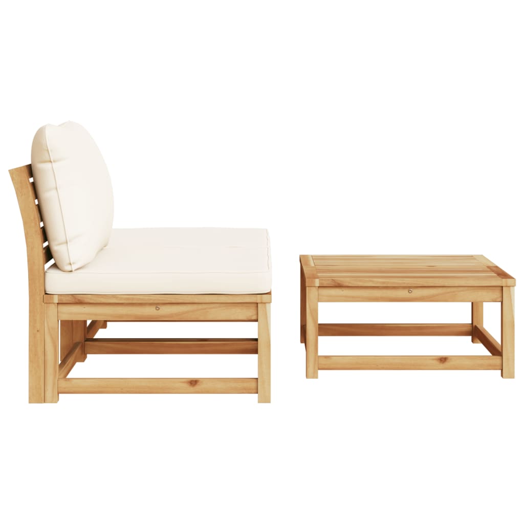 vidaXL 3 Piece Patio Lounge Set with Cushions Solid Wood Acacia-3