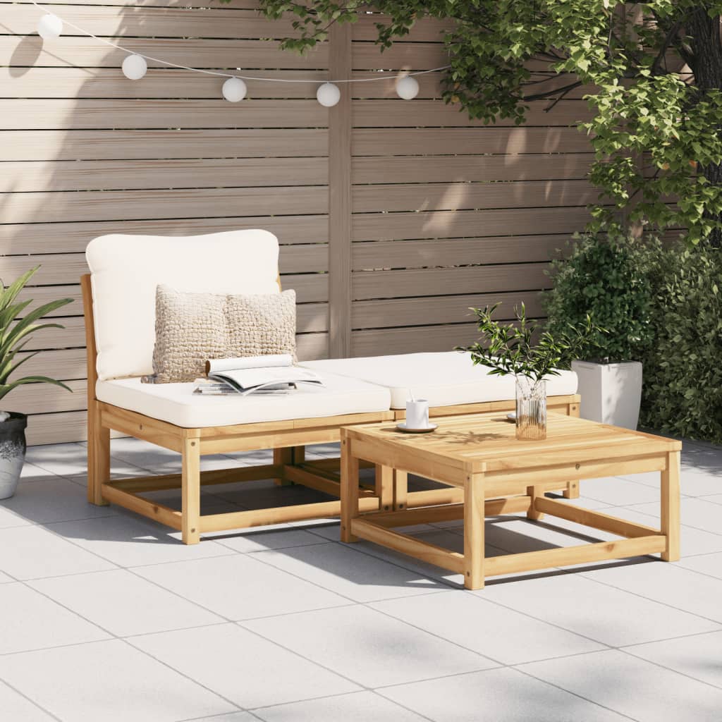 vidaXL 3 Piece Patio Lounge Set with Cushions Solid Wood Acacia-0