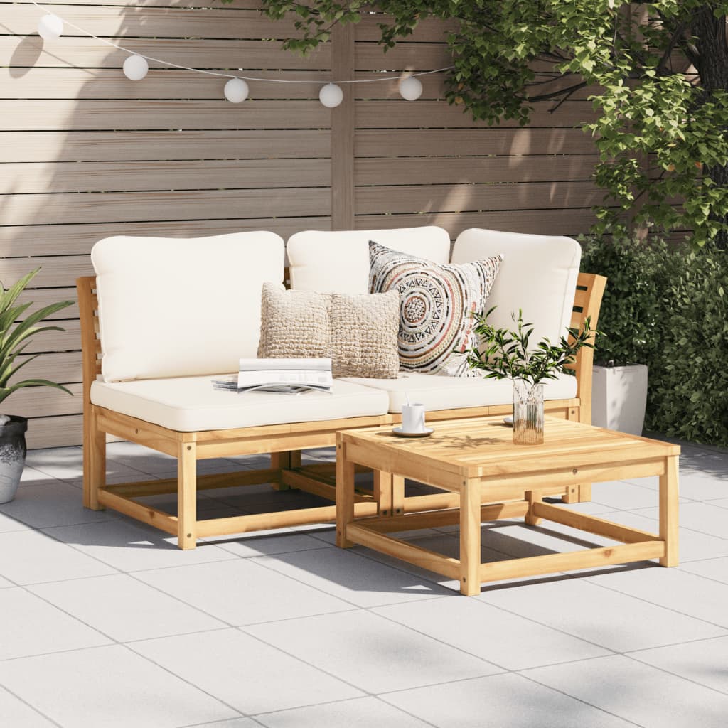 vidaXL 2 Piece Patio Lounge Set with Cushions Solid Wood Acacia-1