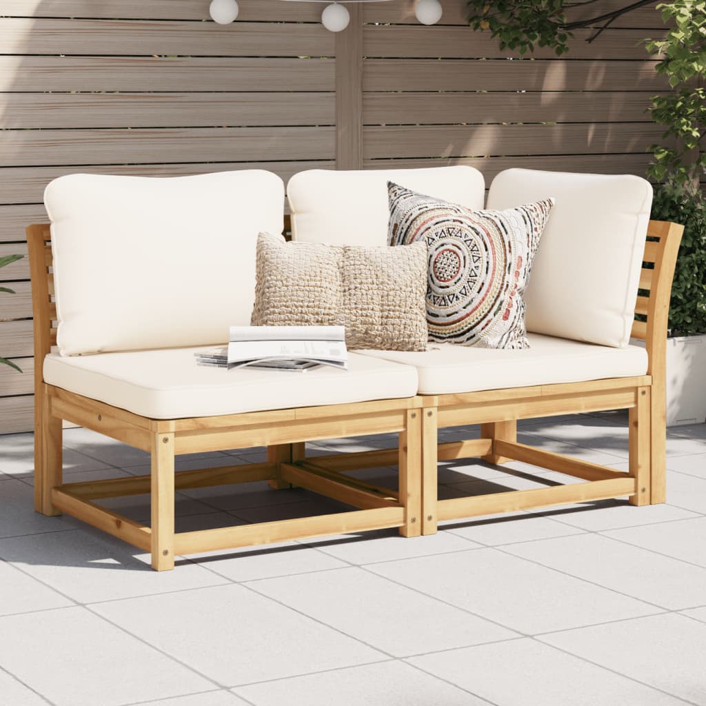 vidaXL 2 Piece Patio Lounge Set with Cushions Solid Wood Acacia-0