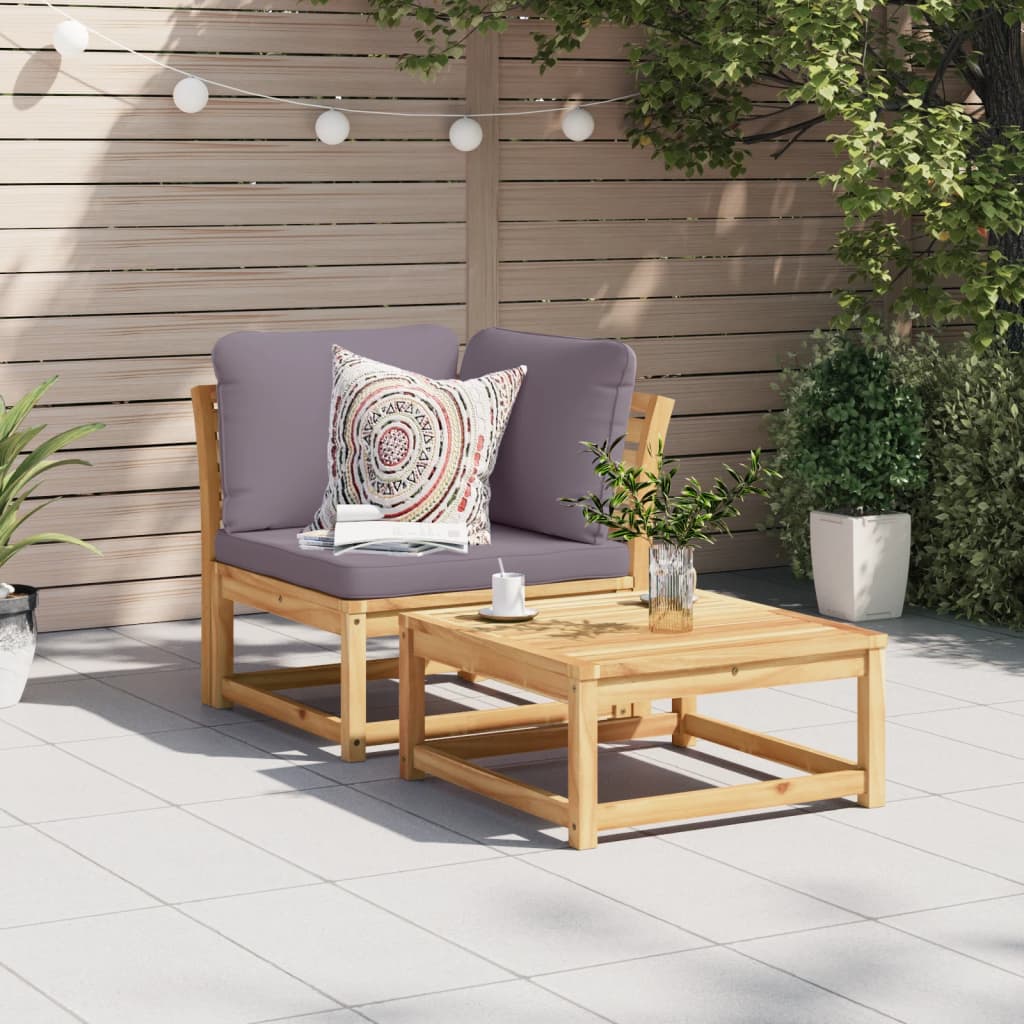 vidaXL Patio Sofa Corner with Cushions 28.7"x28.7"x25.6" Solid Wood Acacia-1