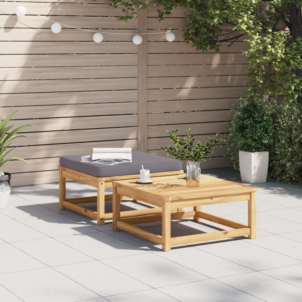 vidaXL Patio Footstool with Cushions Solid Wood Acacia-1