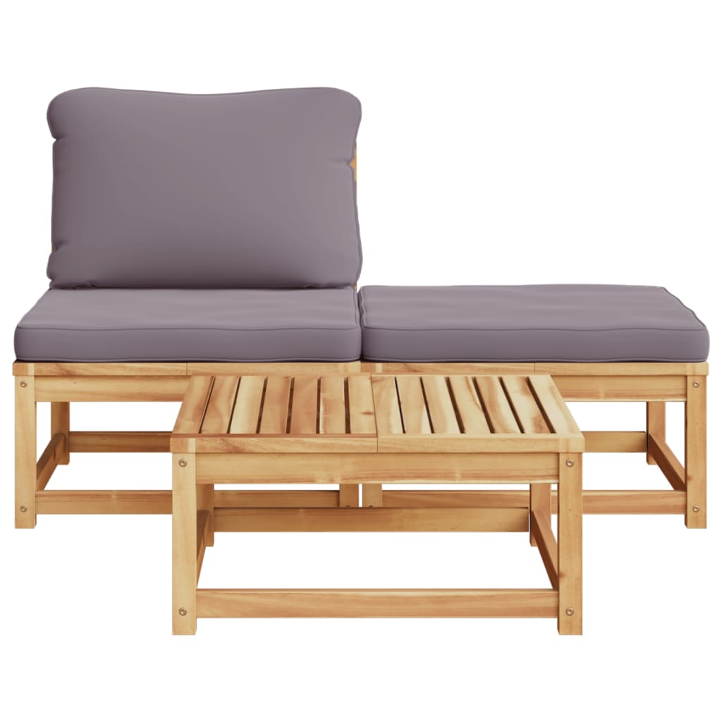 vidaXL 3 Piece Patio Lounge Set with Cushions Solid Wood Acacia-2