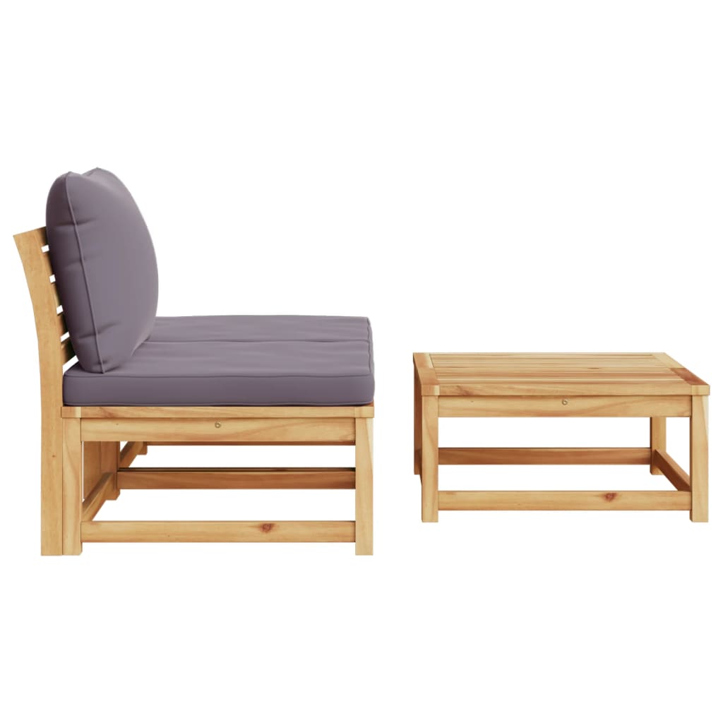 vidaXL 3 Piece Patio Lounge Set with Cushions Solid Wood Acacia-3