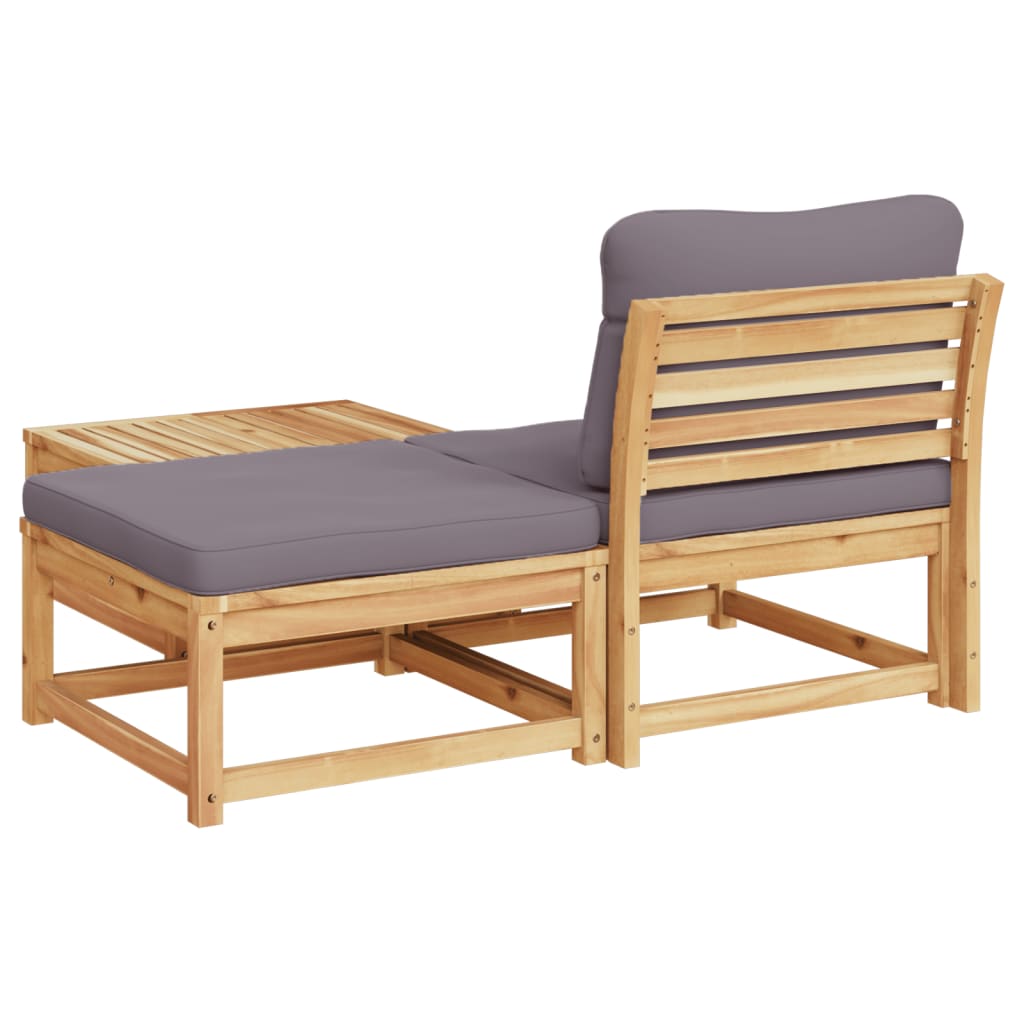 vidaXL 3 Piece Patio Lounge Set with Cushions Solid Wood Acacia-4