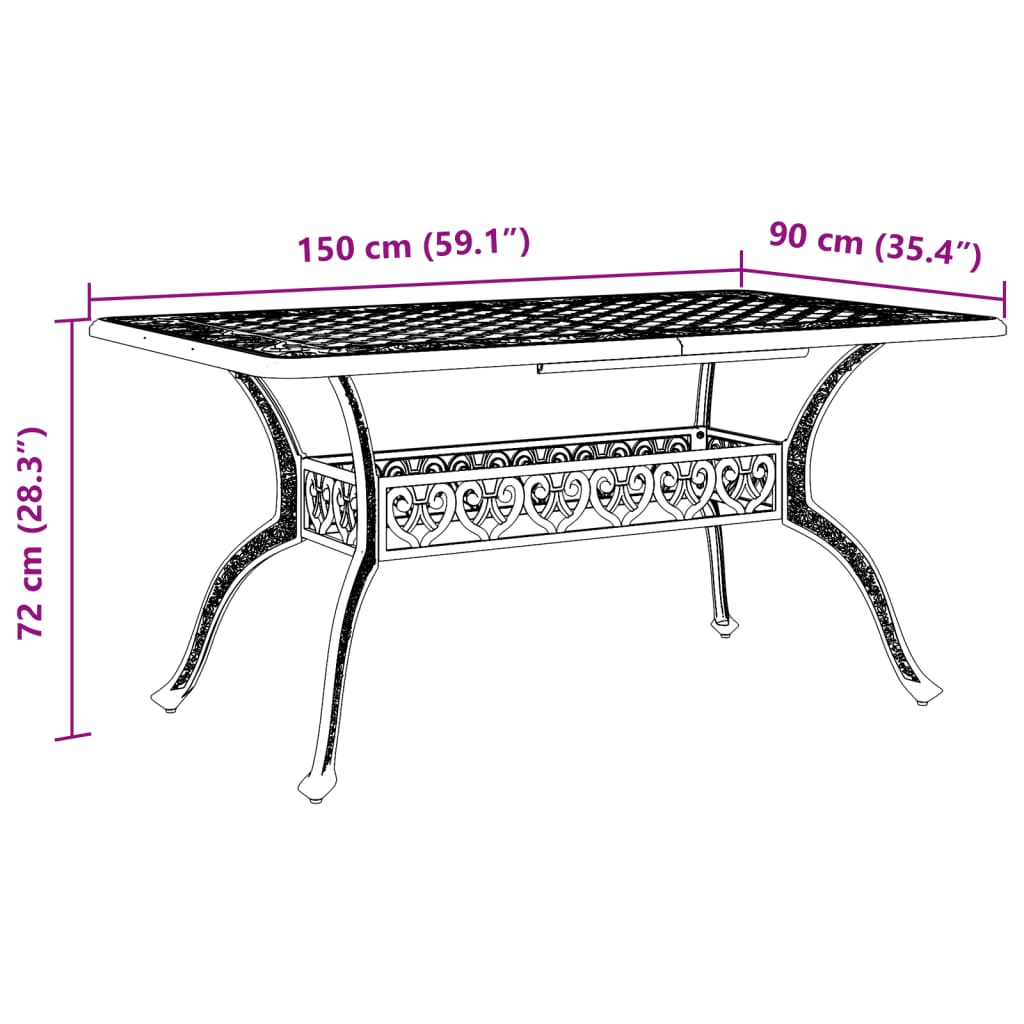 vidaXL Patio Table Garden Outdoor Balcony Backyard Furniture Cast Aluminum-1