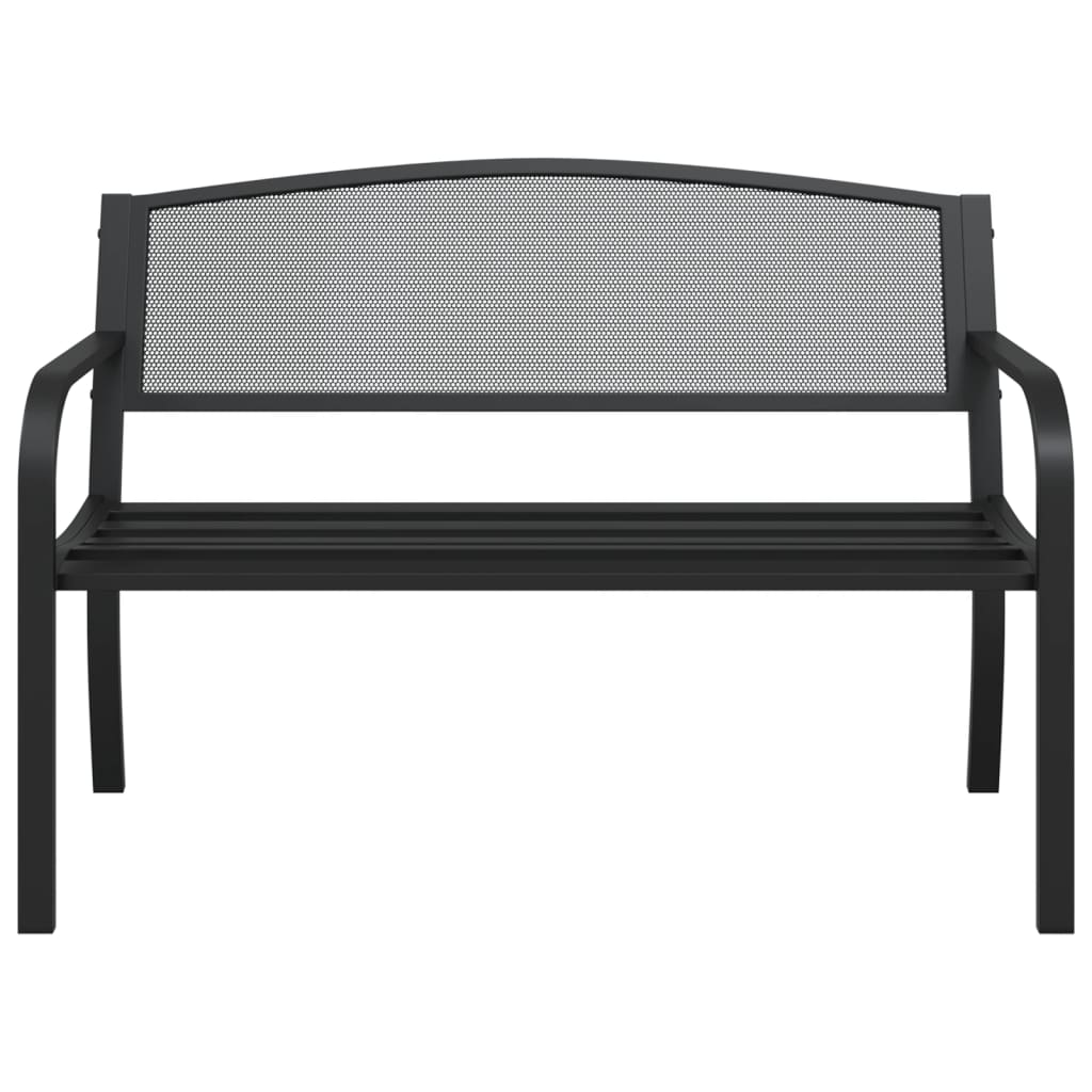 vidaXL Patio Bench 46.9" Black Steel-3