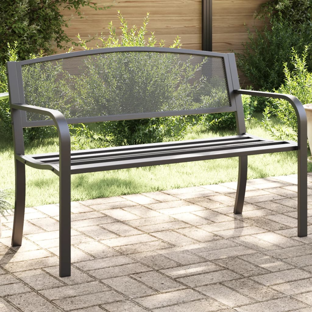 vidaXL Patio Bench 46.9" Black Steel-0