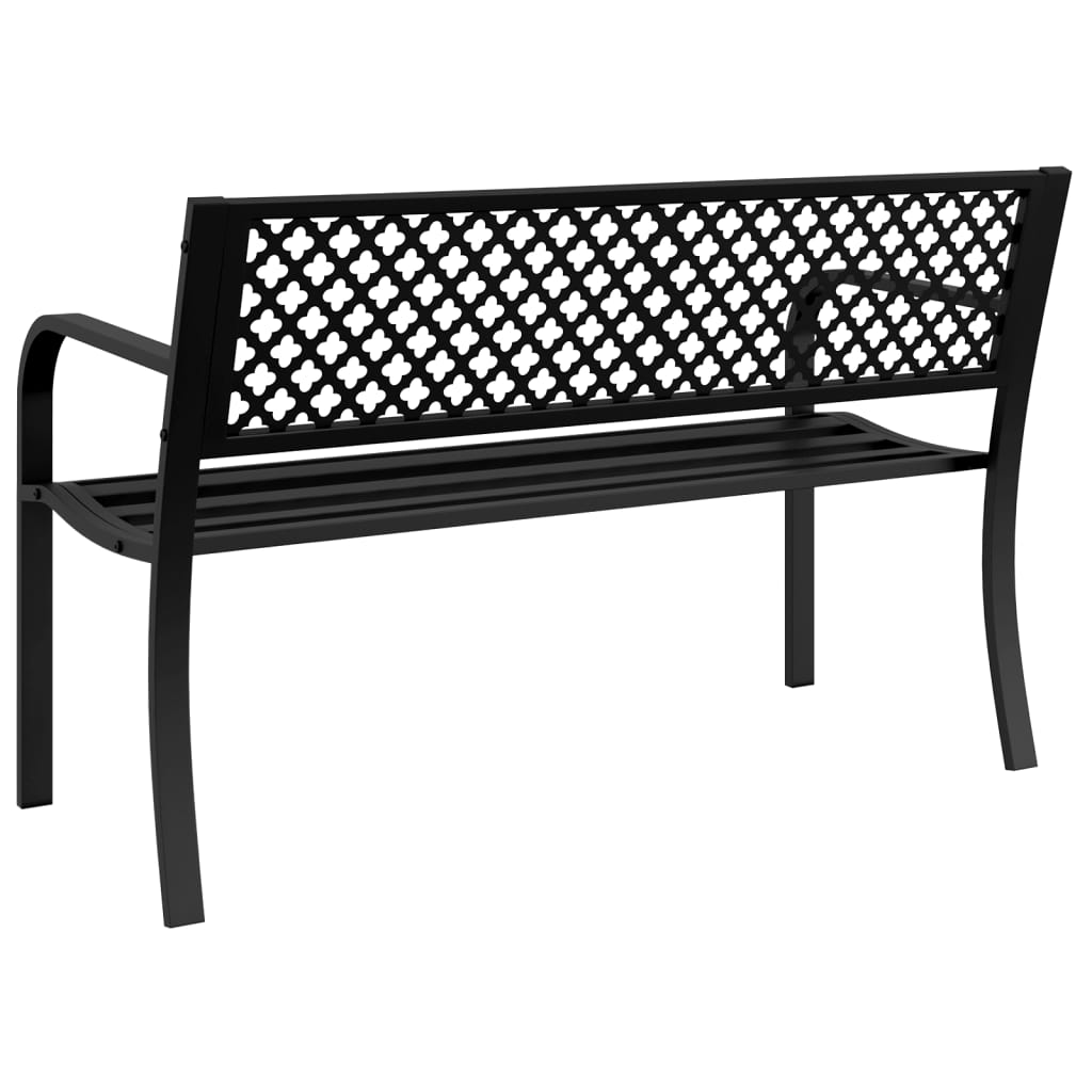 vidaXL Patio Bench 46.9" Black Steel-2