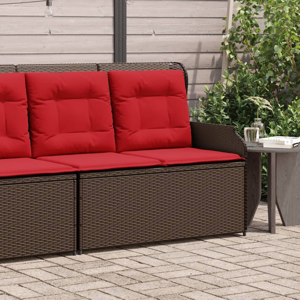 vidaXL Reclining Patio Bench with Cushions Brown Poly Rattan-0