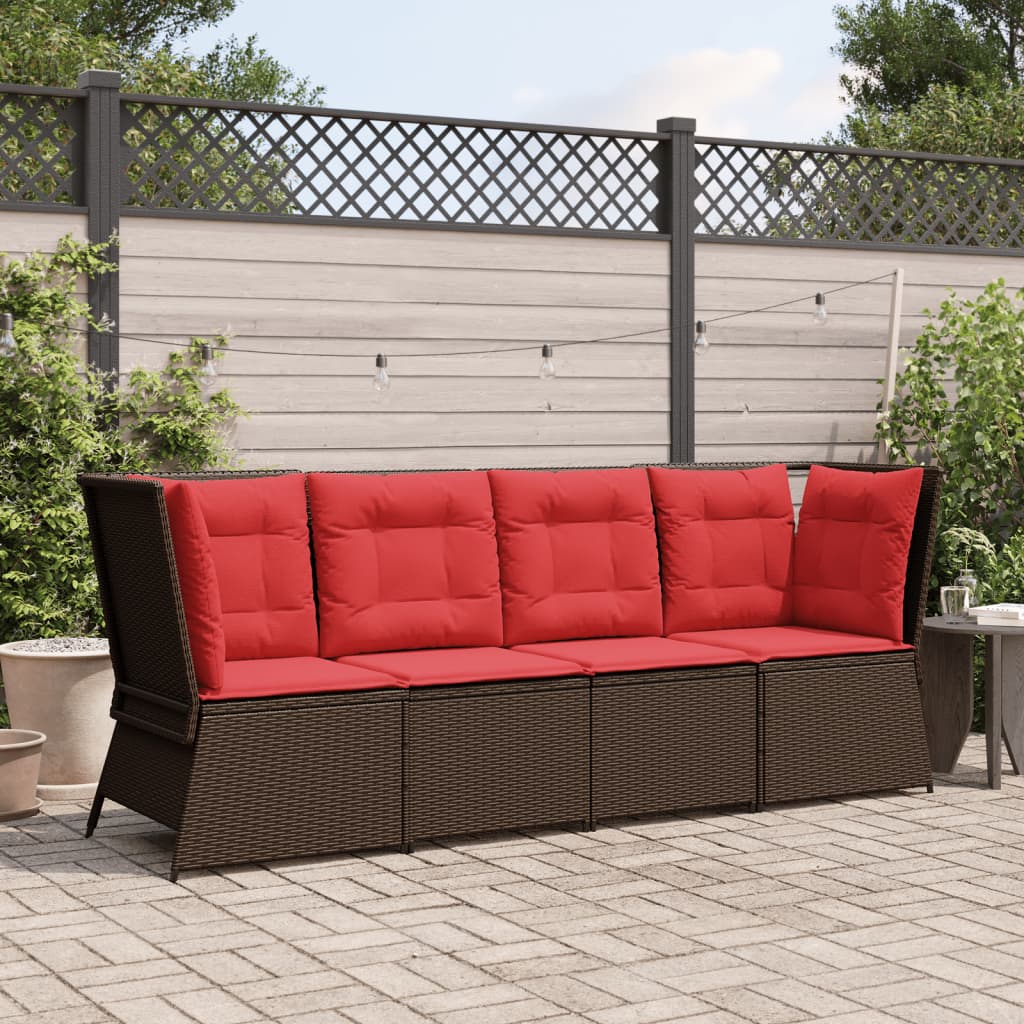 vidaXL Patio Sofa Corner with Cushions Brown Poly Rattan-2