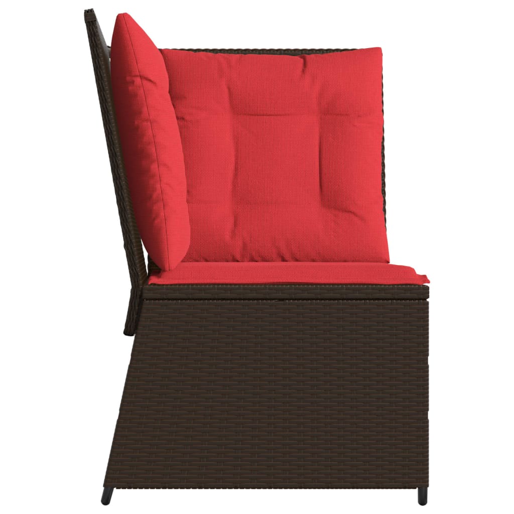 vidaXL Patio Sofa Corner with Cushions Brown Poly Rattan-4