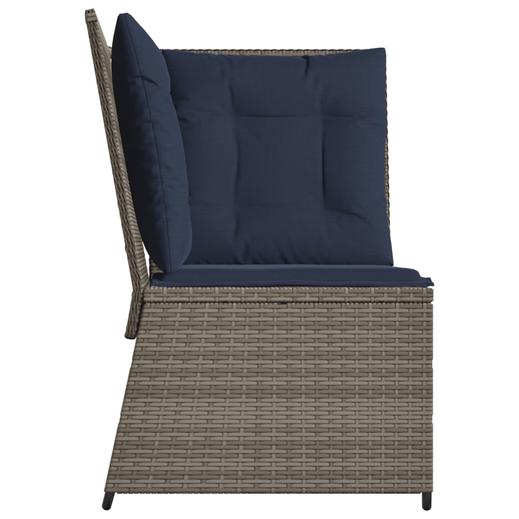 vidaXL Patio Sofa Corner with Cushions Gray Poly Rattan-4