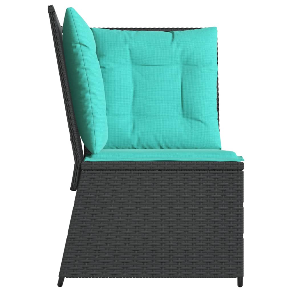 vidaXL Patio Sofa Corner with Cushions Black Poly Rattan-4