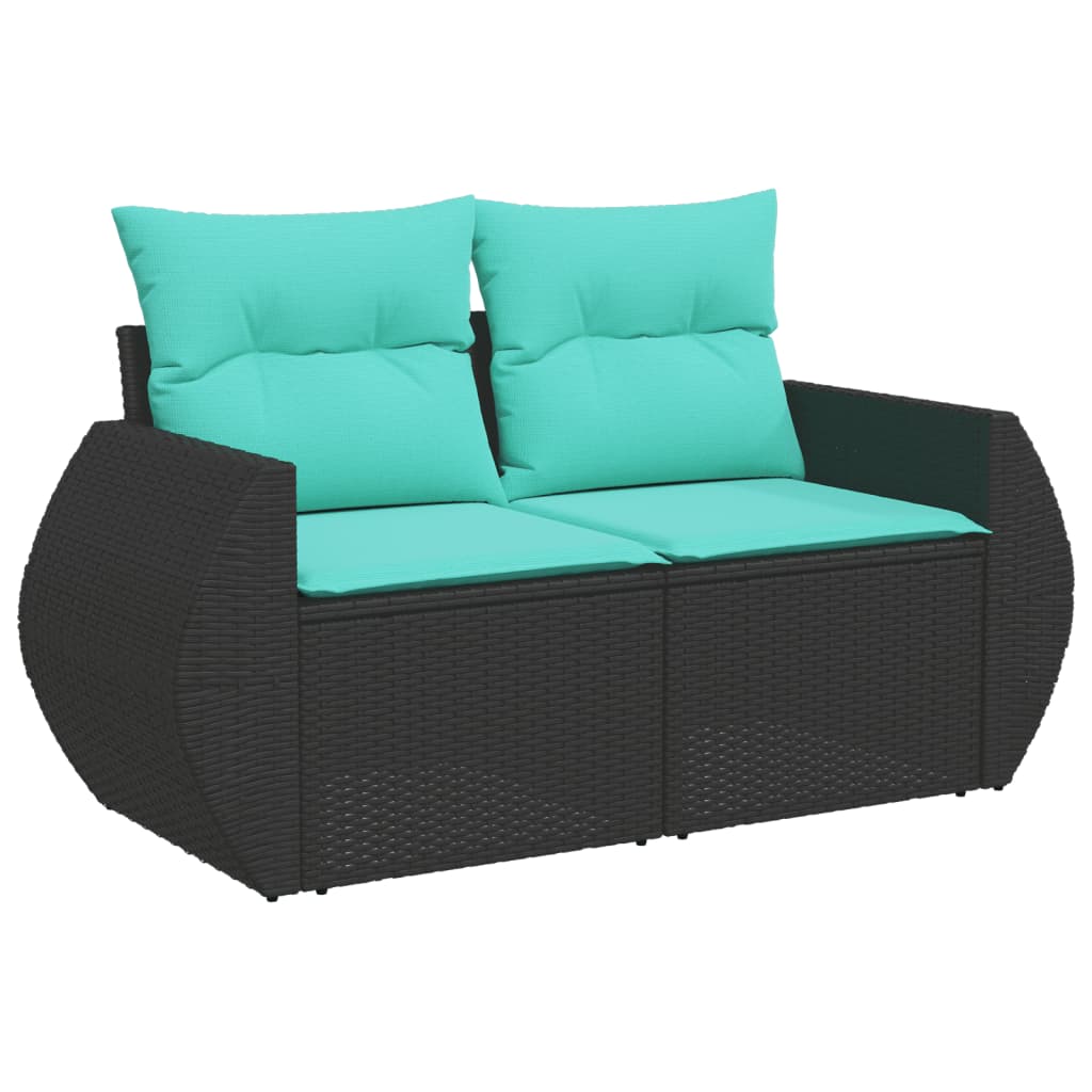 vidaXL 7 Piece Patio Sofa Set with Cushions Black Poly Rattan-1