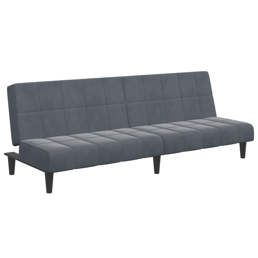 vidaXL 2-Seater Sofa Bed with Footstool Dark Gray Velvet-4