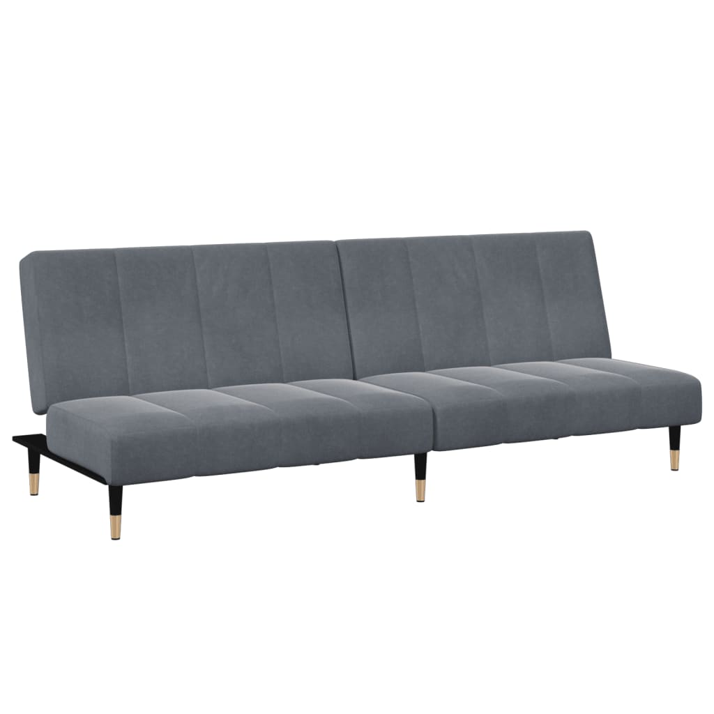 vidaXL 2-Seater Sofa Bed with Footstool Dark Gray Velvet-4