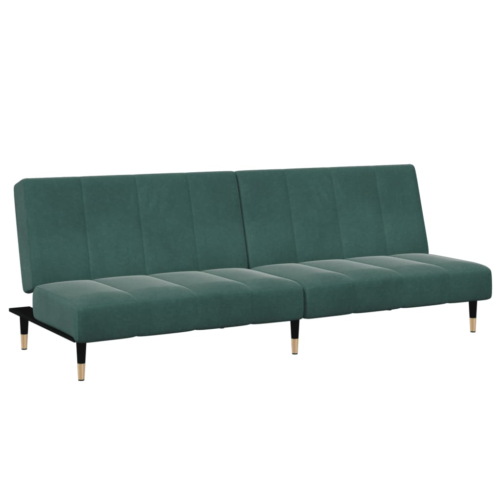 vidaXL 2-Seater Sofa Bed with Footstool Dark Green Velvet-4