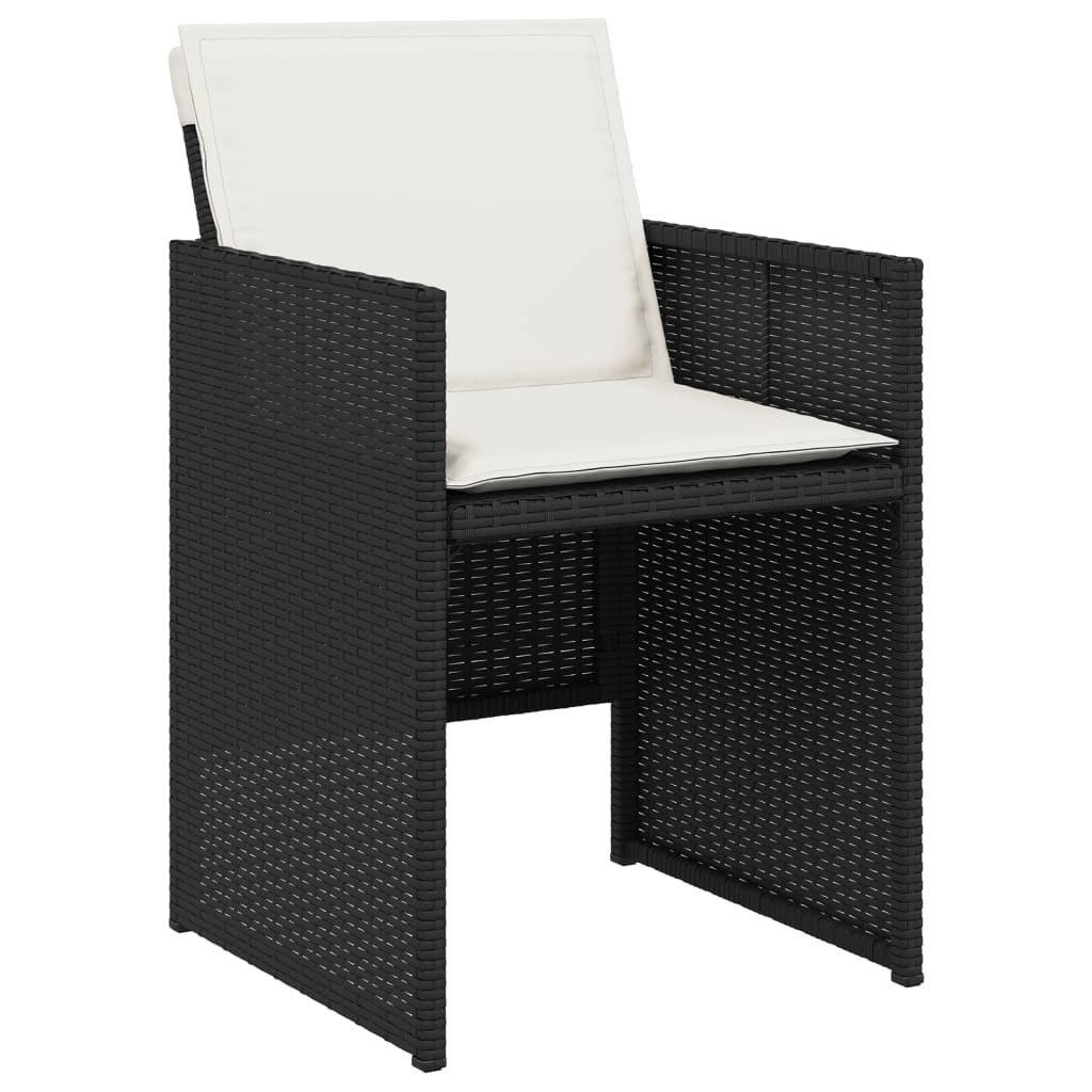 vidaXL Patio Chairs with Cushions 4 pcs Black Poly Rattan-1