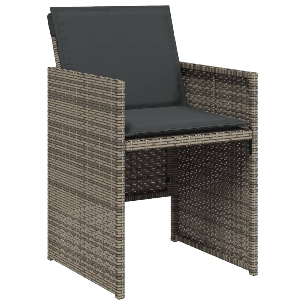 vidaXL Patio Chairs with Cushions 4 pcs Gray Poly Rattan-1