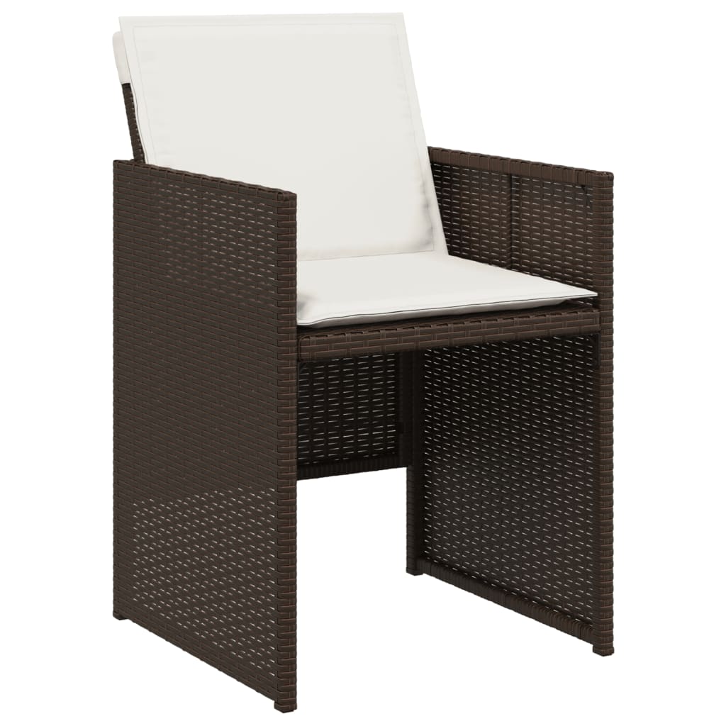 vidaXL Patio Chairs with Cushions 4 pcs Brown Poly Rattan-1