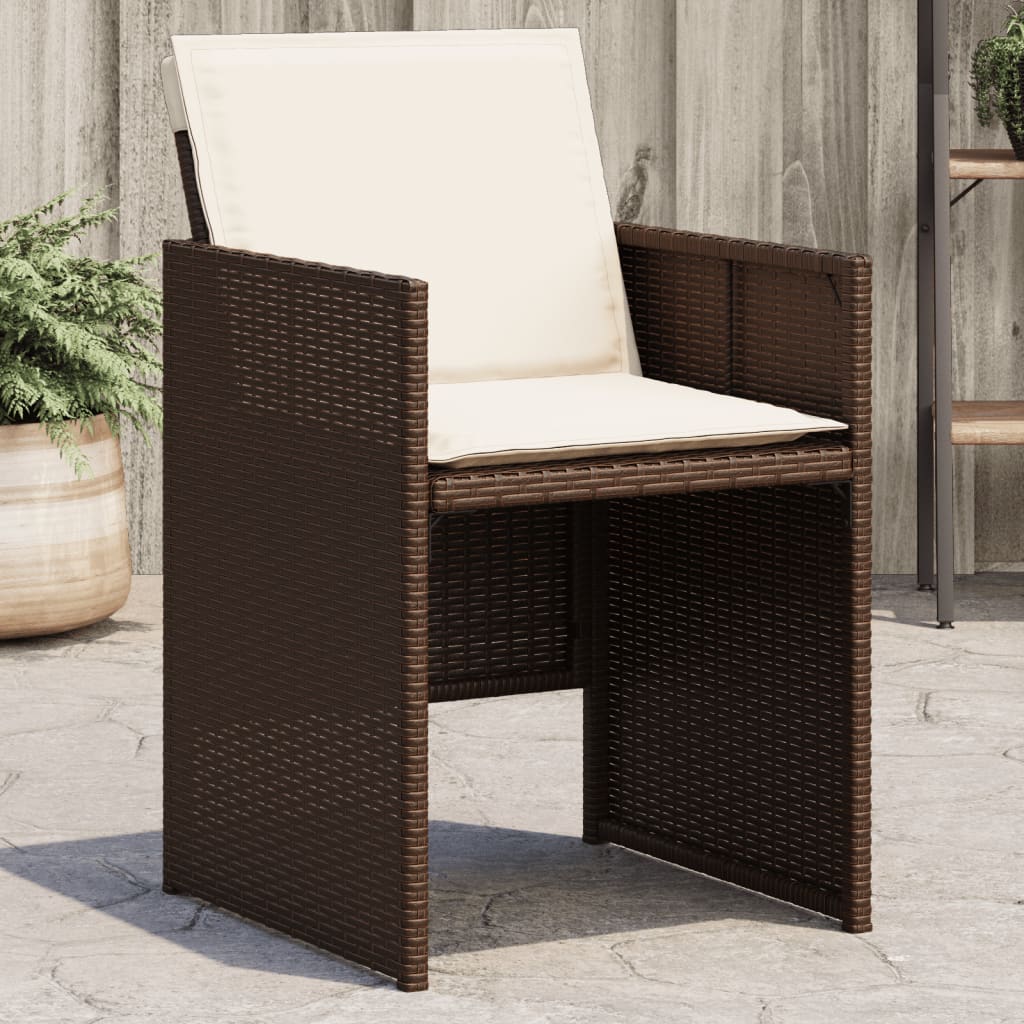 vidaXL Patio Chairs with Cushions 4 pcs Brown Poly Rattan-0