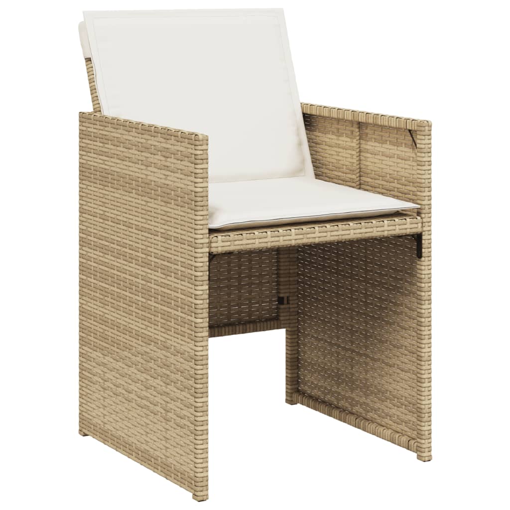 vidaXL Patio Chairs with Cushions 4 pcs Beige Poly Rattan-1