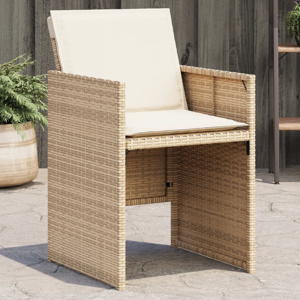 vidaXL Patio Chairs with Cushions 4 pcs Beige Poly Rattan-0