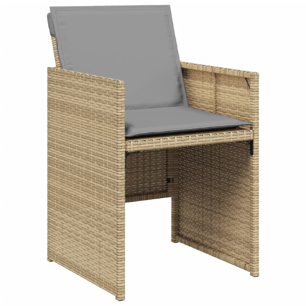 vidaXL Patio Chairs with Cushions 4 pcs Mix Beige Poly Rattan-1