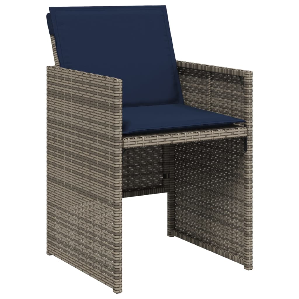 vidaXL Patio Chairs with Cushions 4 pcs Gray Poly Rattan-3